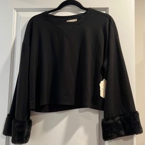 Altar’d State Crop Top Faux Fur Sleeves